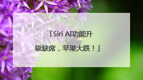 Siri AI功能升级缺席，苹果大跌！